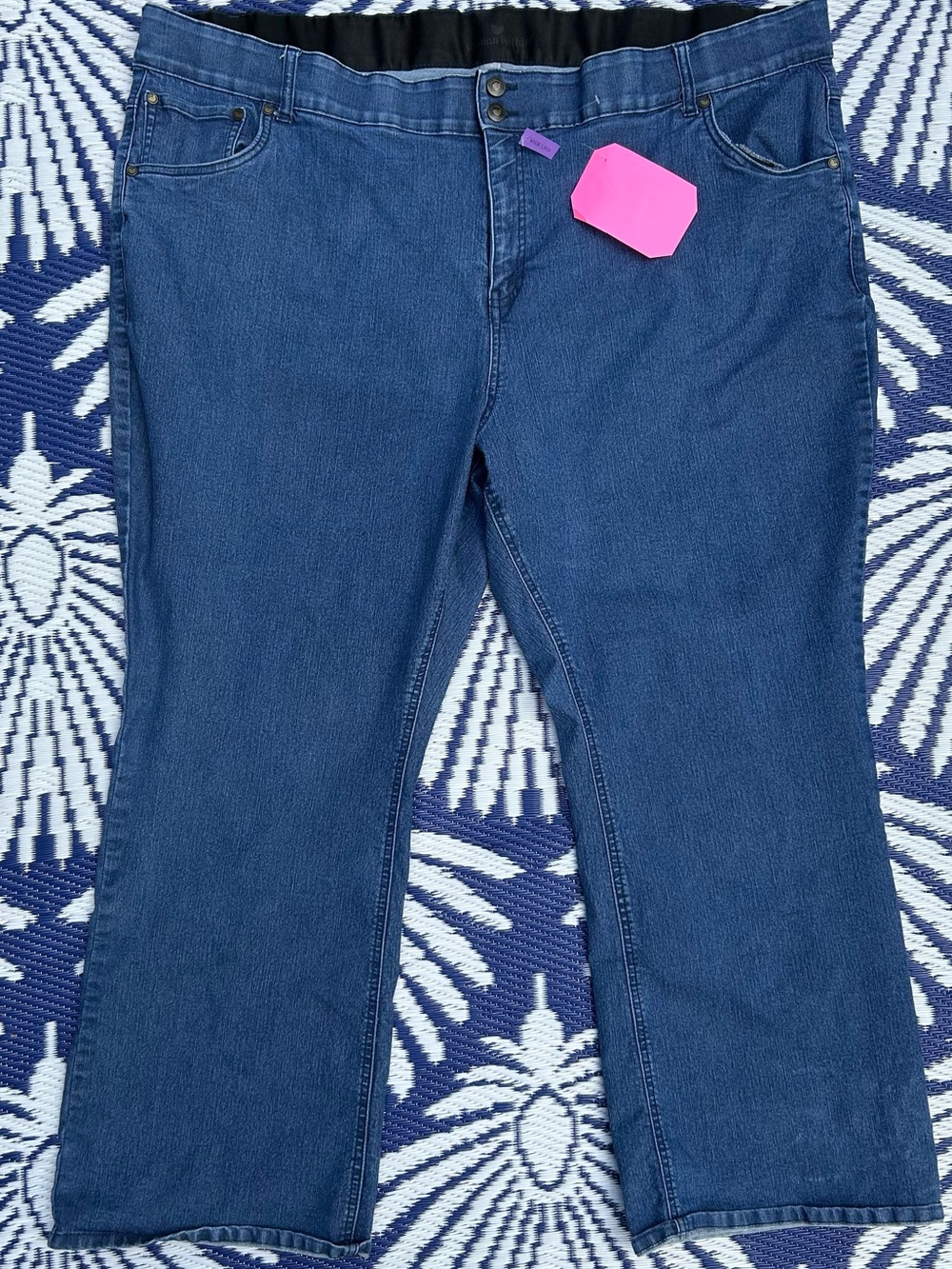 🌺Woman Within Plus Size Dark Blue Boot Cut Wide Leg Jeans - 32W (5X)